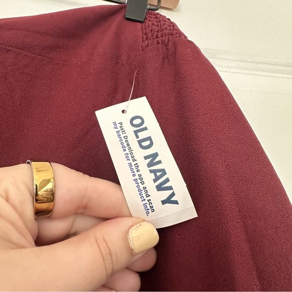 NWT! Old Navy (2X) Wine Burgundy Elastic Waist Midi Skirt: Smocked Elastic Waist - Picture 4 of 6